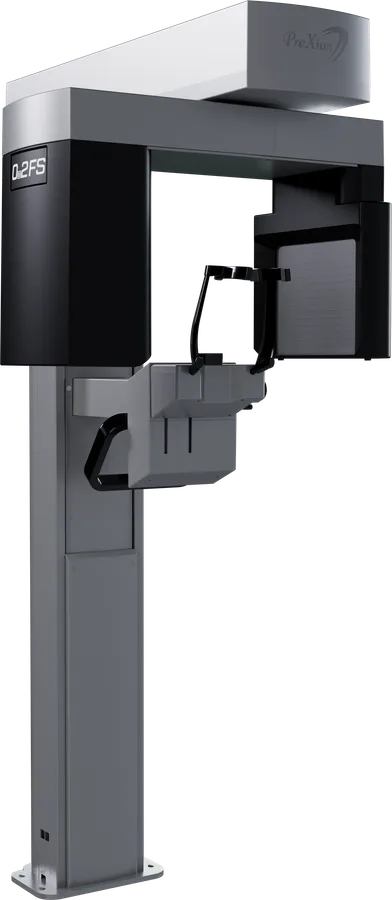 PreXion Excelsior Endo CBCT system, three-quarter view showing the 0.2FS scanner head