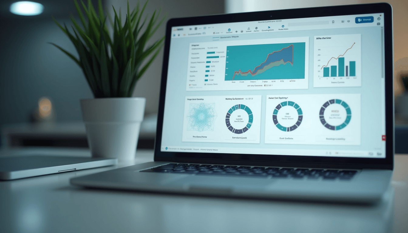 Close-up view of a dental software dashboard on a laptop