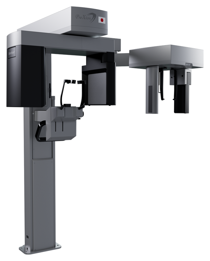 PreXion Excelsior Mid CBCT system, shown with the optional cephalometric arm